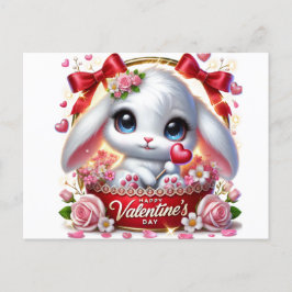 Cute Valentines Bunny Post Helgdag Card Helg Vykort