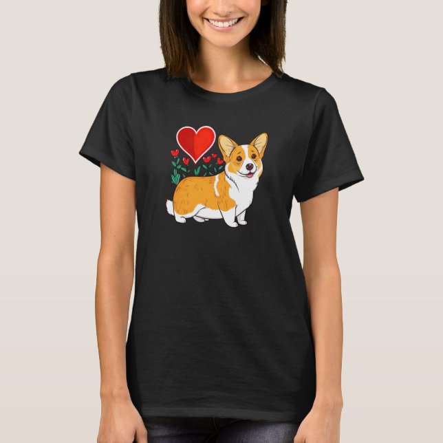 Cute Valentines Corgi Cool Pembroke Welsh Corgi  5 T Shirt (Framsida)