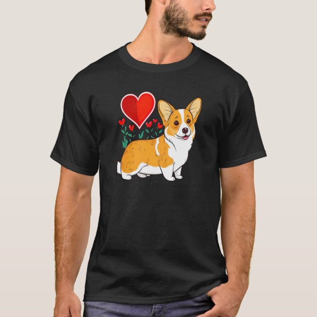 Cute Valentines Corgi Cool Pembroke Welsh Corgi  5 T Shirt (Framsida)