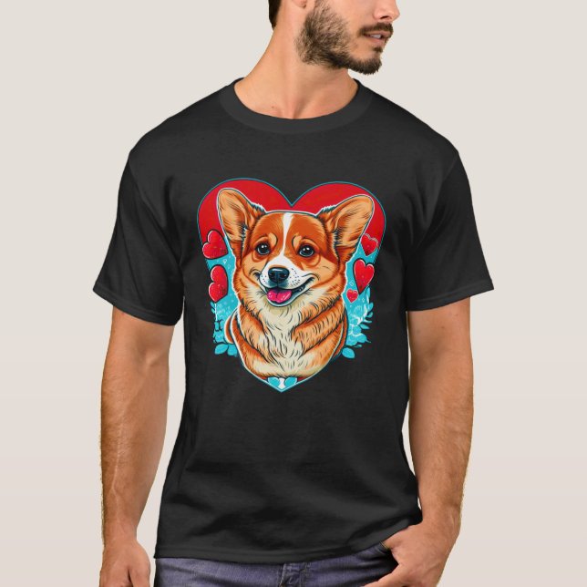Cute Valentines Corgi Cool Pembroke Welsh Corgi T Shirt (Framsida)