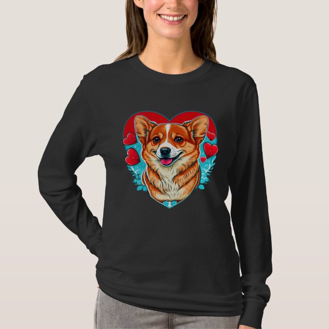 Cute Valentines Corgi Cool Pembroke Welsh Corgi T Shirt (Framsida)