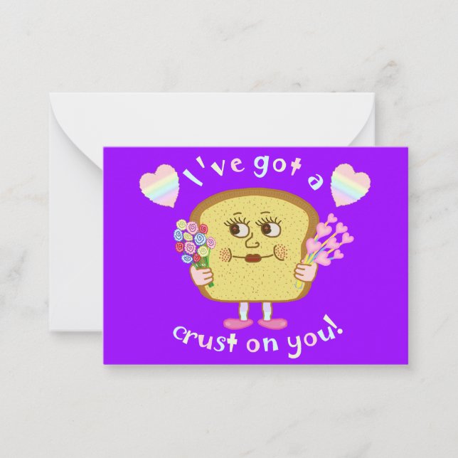 Cute Valentines dag Bread Pun Kids Classroom Anteckningskort (Framsida)