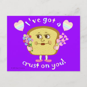 Cute Valentines dag Bread Pun Kids Classroom Helg Vykort