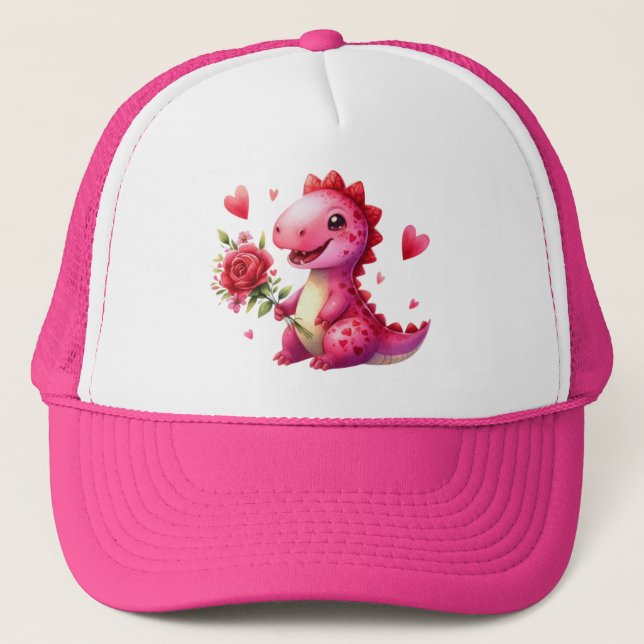 Cute Valentines dag dinosauaur Keps (Framsida)