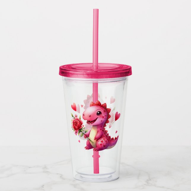 Cute Valentines dag dinosauaur Take Away Mugg (Framsida)