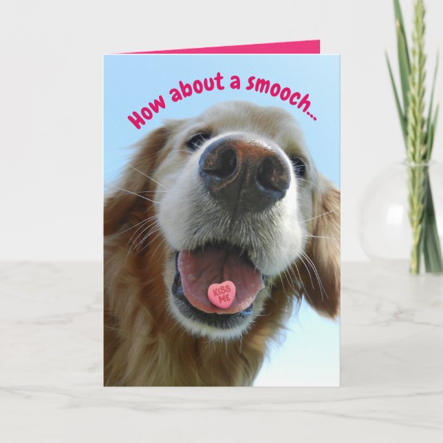 Cute Valentines dag Golden Retriever Pooch Smooch Kort (Framsida)