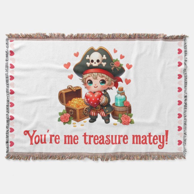 Cute Valentines dag pirat Filt (Framsidan)