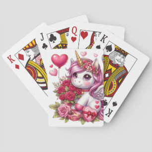 Cute Valentines dag Unicorn Casinokort