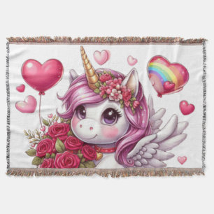 Cute Valentines dag Unicorn Filt