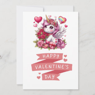 Cute Valentines dag Unicorn Julkort