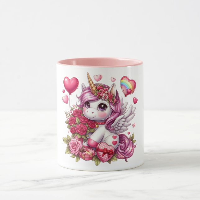Cute Valentines dag Unicorn Mugg (Center)