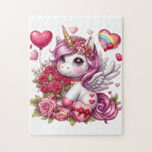 Cute Valentines dag Unicorn Pussel