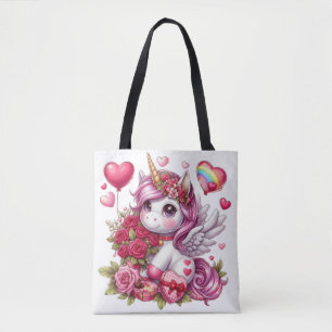 Cute Valentines dag Unicorn Tygkasse