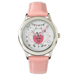 Cute Valentines dagkatt Armbandsur