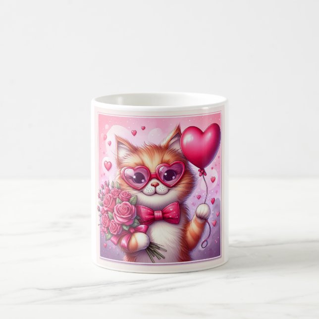 Cute Valentines dagskatt/kattunge Kaffemugg (Center)