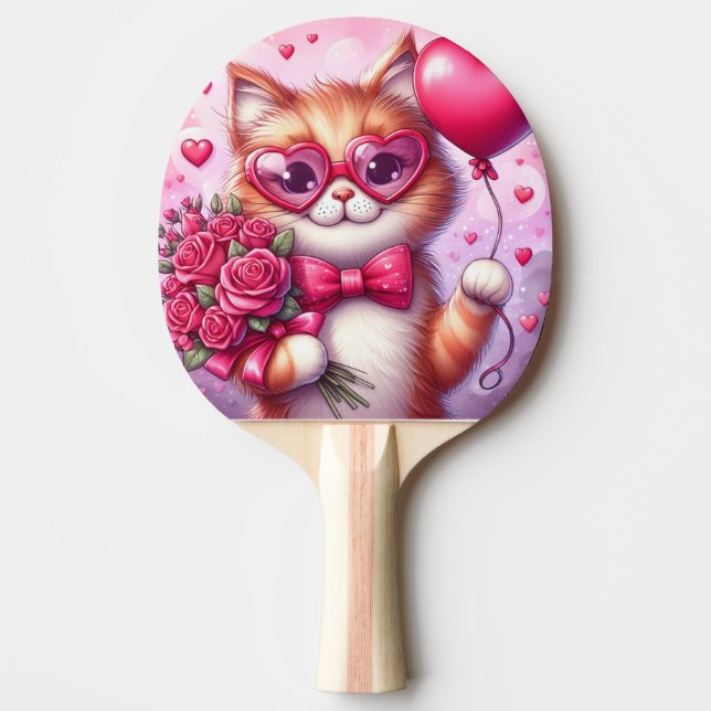 Cute Valentines dagskatt/kattunge Pingisracket (Framsidan)