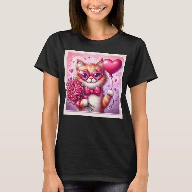 Cute Valentines dagskatt/kattunge T Shirt (Framsida)