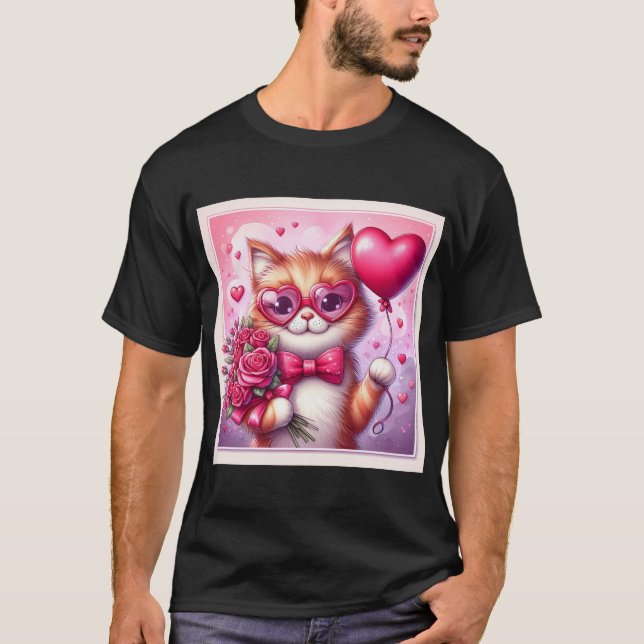 Cute Valentines dagskatt/kattunge T Shirt (Framsida)