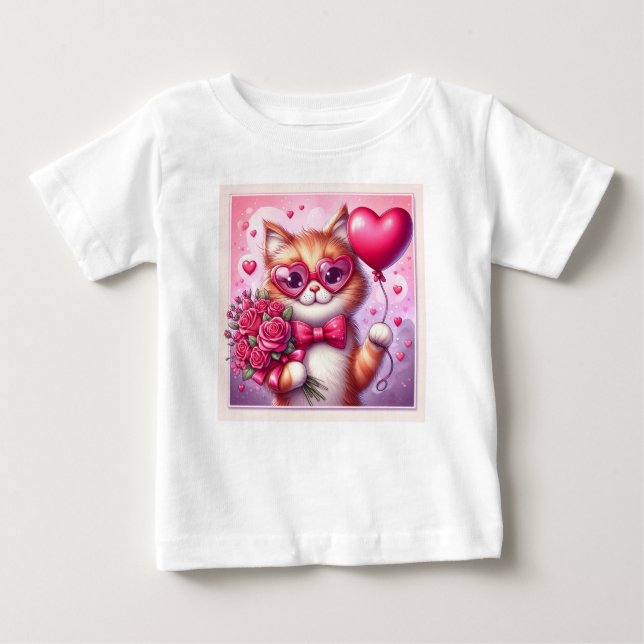 Cute Valentines dagskatt/kattunge T Shirt (Framsida)