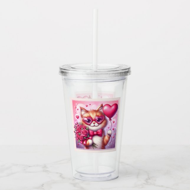 Cute Valentines dagskatt/kattunge Take Away Mugg (Framsida)