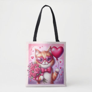 Cute Valentines dagskatt/kattunge Tygkasse