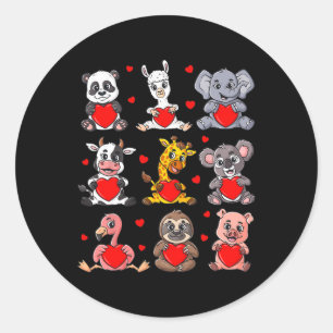 Cute Valentines day Animals Holtar Hearts Boys Gi Runt Klistermärke
