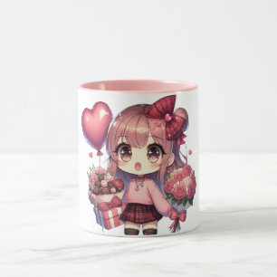 Cute Valentine's day anime girl Mugg