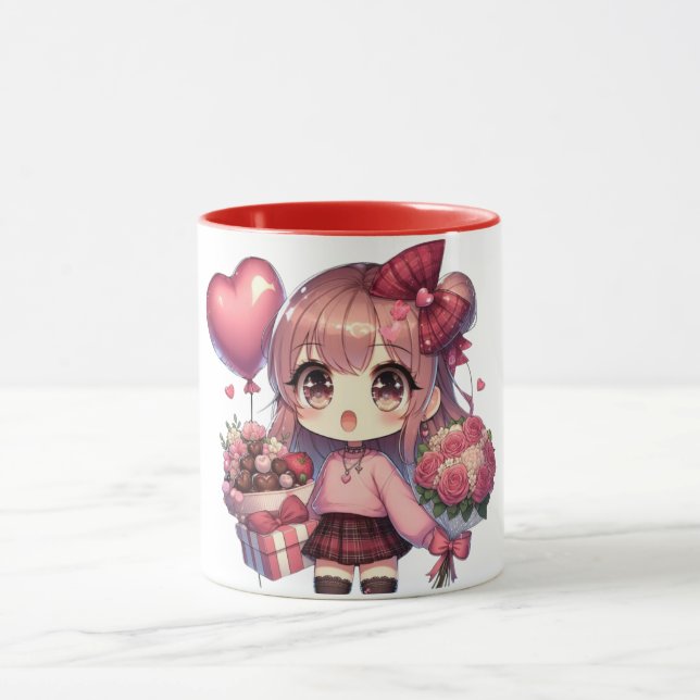 Cute Valentine's day anime girl Mugg (Center)