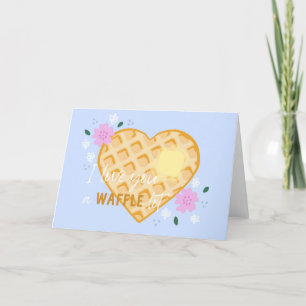 Cute Valentines day-årsdagen av Waffle Food Pun Helgkort