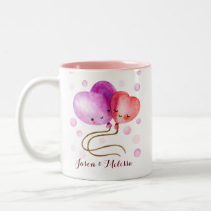 Cute Valentines Day Balloons Monogram Två-Tonad Mugg