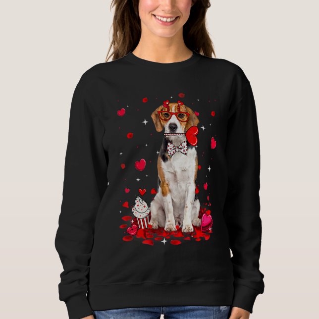 Cute Valentine's Day Beagle Dog Heart Costume T Shirt (Framsida)