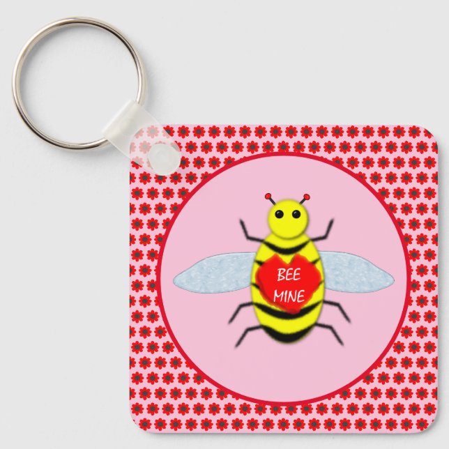 Cute Valentines day Bee Anpassningsbar Nyckelring (Framsida)