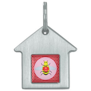 Cute Valentines day Bee ID-bricka Husdjur