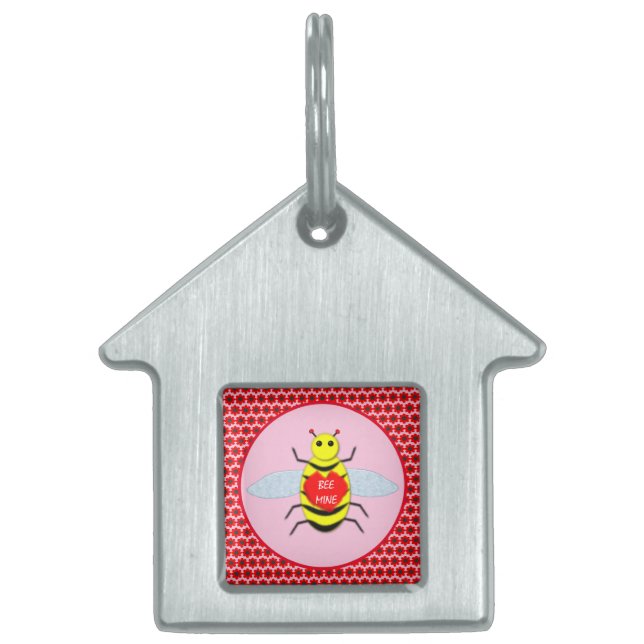 Cute Valentines day Bee ID-bricka Husdjur (Framsidan)