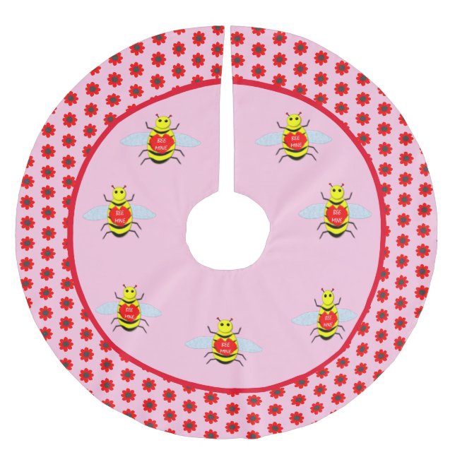 Cute Valentines day Bee Julgransmatta Borstad Polyester (Framsidan)