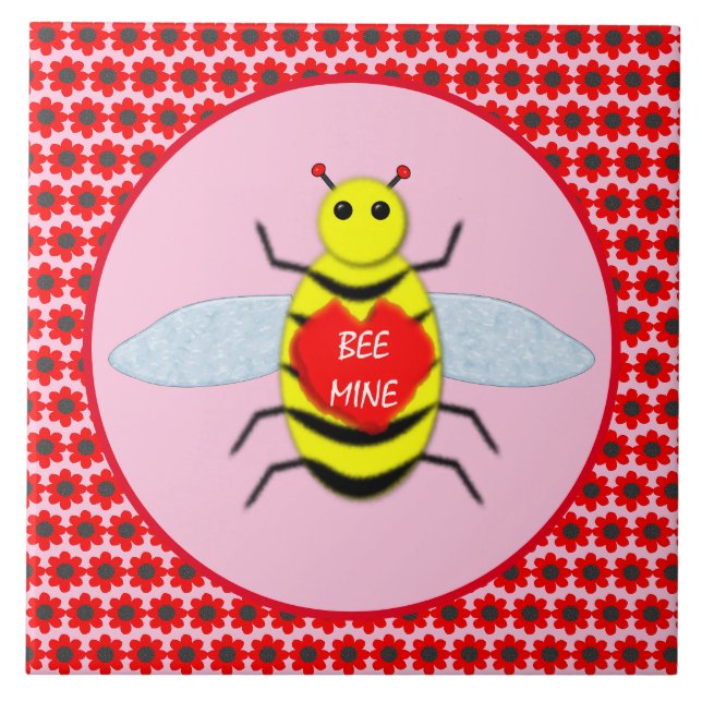 Cute Valentines day Bee Kakelplatta (Framsidan)
