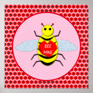 Cute Valentines day Bee Poster