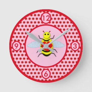 Cute Valentines day Bee Rund Klocka