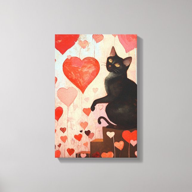 Cute Valentines day Cat Canvastryck (Framsida)
