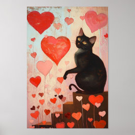 Cute Valentines day Cat Poster