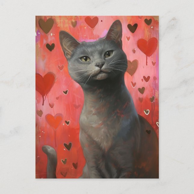 Cute Valentines day Cat Vykort (Framsida)