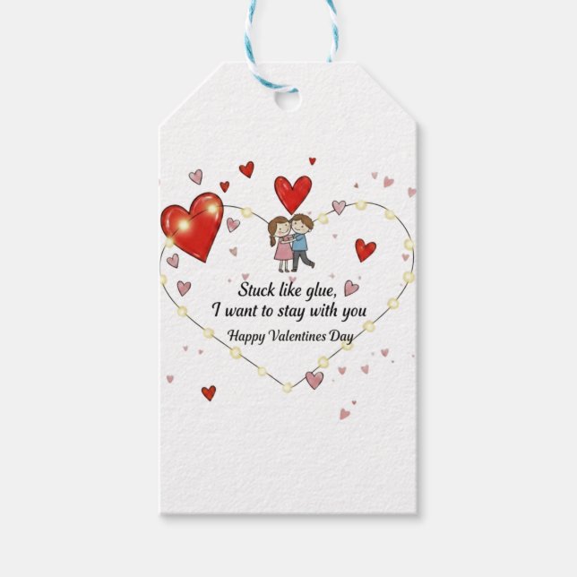 Cute Valentine's day couple hearts custom Presentetikett (Framsidan)