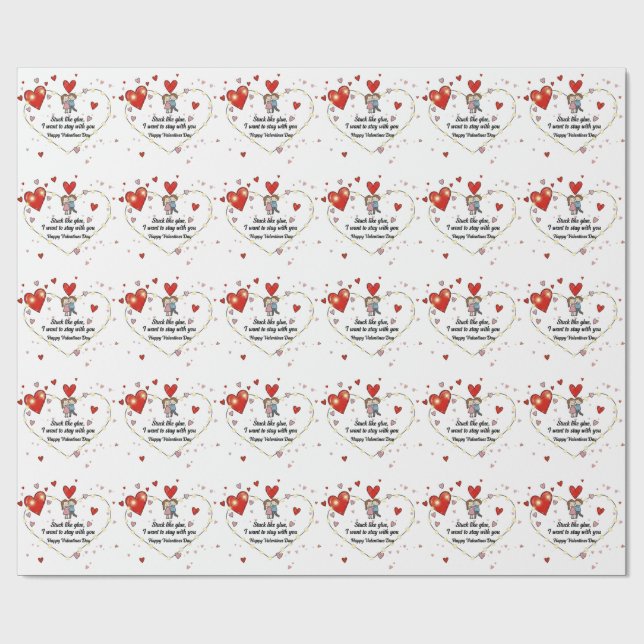 Cute Valentine's day couple hearts custom Presentpapper (Platt)