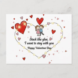 Cute Valentine's day couple hearts custom Vykort