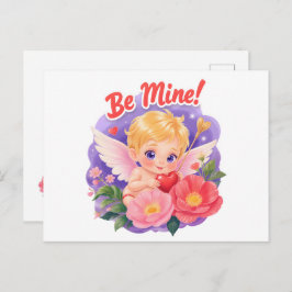 Cute Valentine's Day Cupid with "Be Mine" Helg Vykort