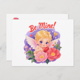 Cute Valentine's Day Cupid with "Be Mine" Helg Vykort