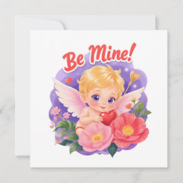 Cute Valentine's Day Cupid with "Be Mine" Julkort