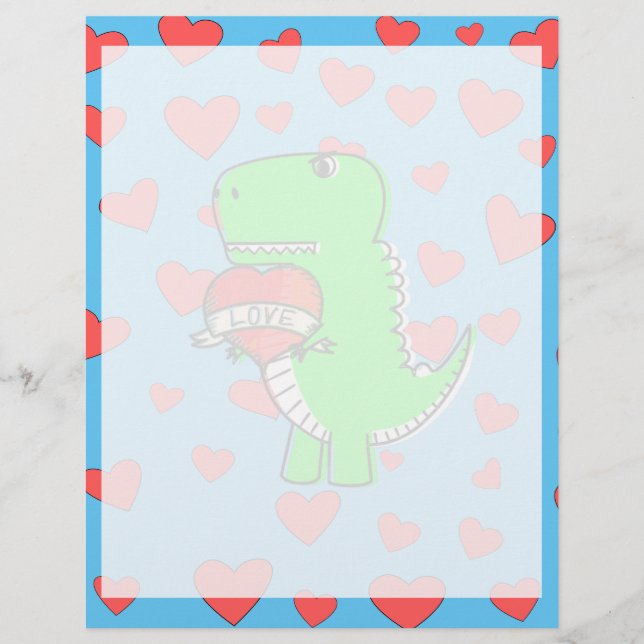 Cute Valentines day Dinosaur Brevhuvud (Framsida)