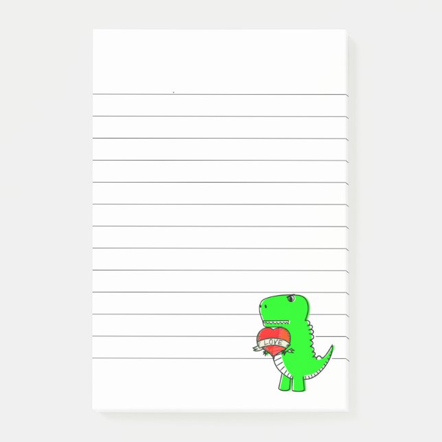 Cute Valentines day Dinosaur Lining Post-it Block (Framsida)