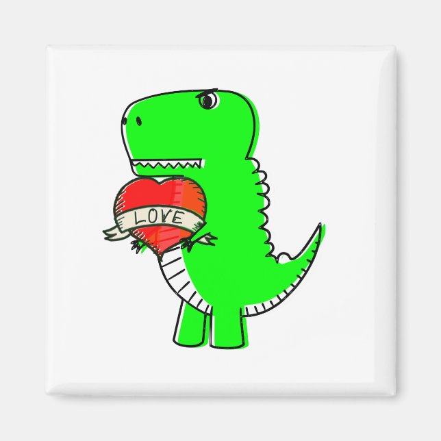 Cute Valentines day Dinosaur Magnet (Framsidan)